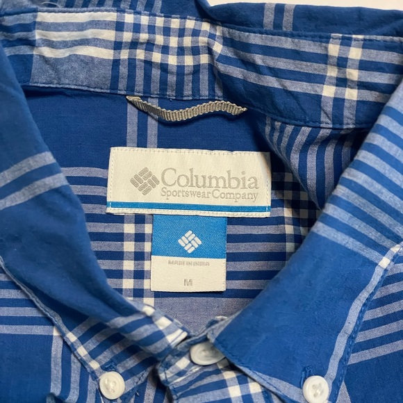 Columbia Shirt White Blue Button Up Super Tamiami Fishing PFG Men’s Sz M - Picture 6 of 11